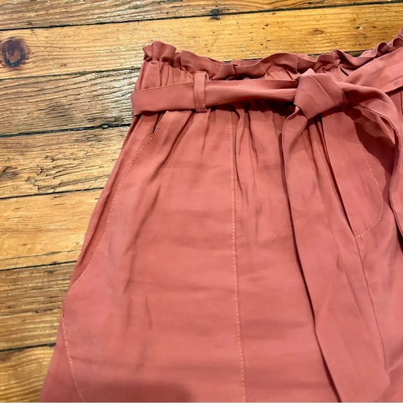 FRNCH Coral Red Flowy Paper Bag Trouser Shorts - Picture 5 of 8